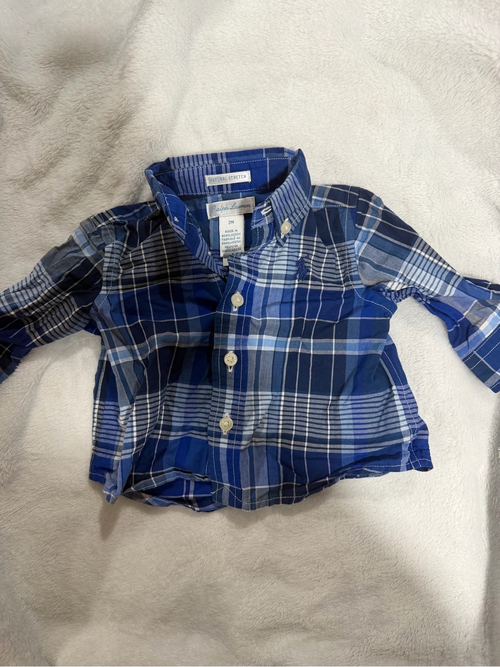 Ralph Lauren Blue Plaid Button-Down Shirt for Kids